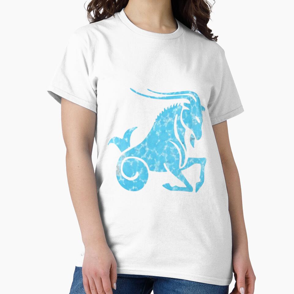 Capricorn Zodiac Symbol Silhouette Design With December Birthstone Turquoise Background by TacoRose