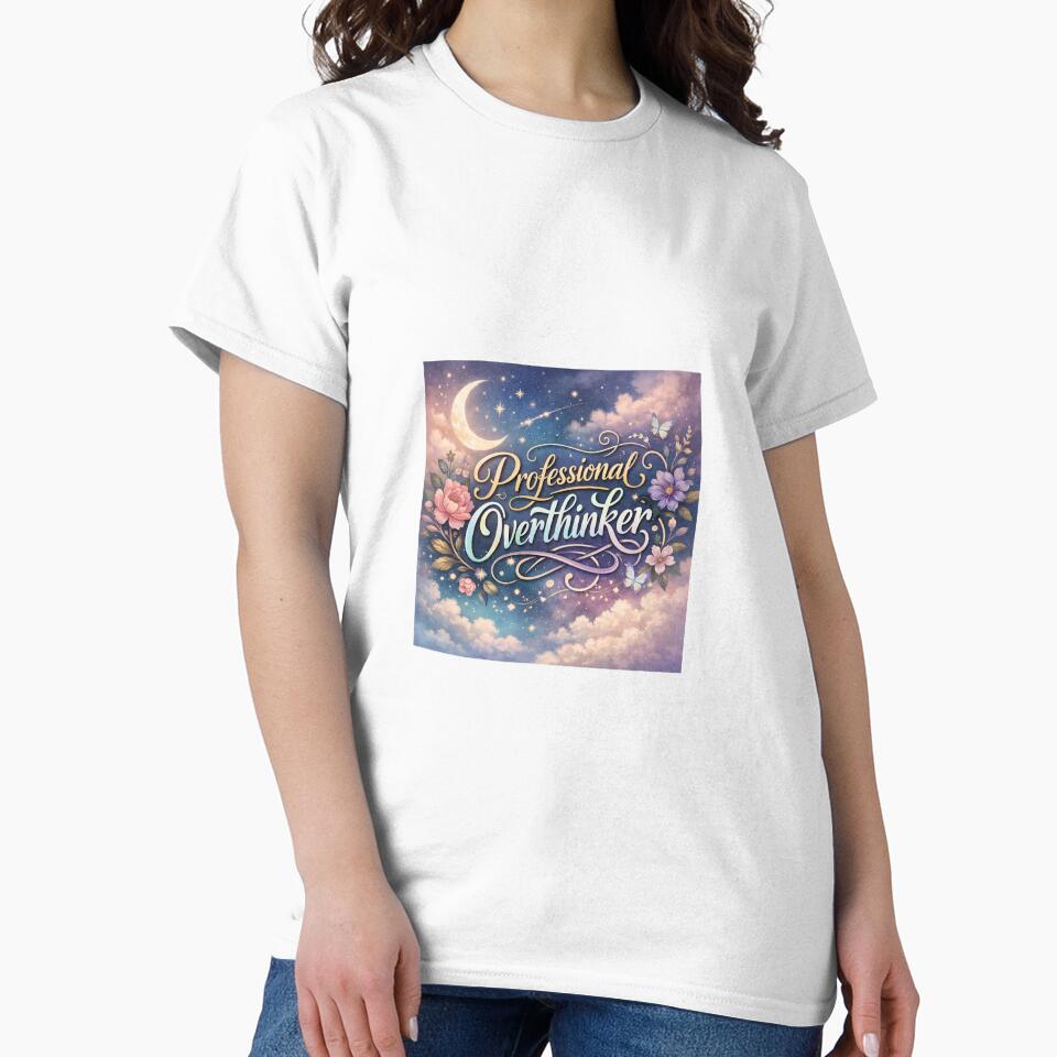 Professional Overthinker Aesthetic Quote – Dreamy Celestial Typography Design by Sanika arts