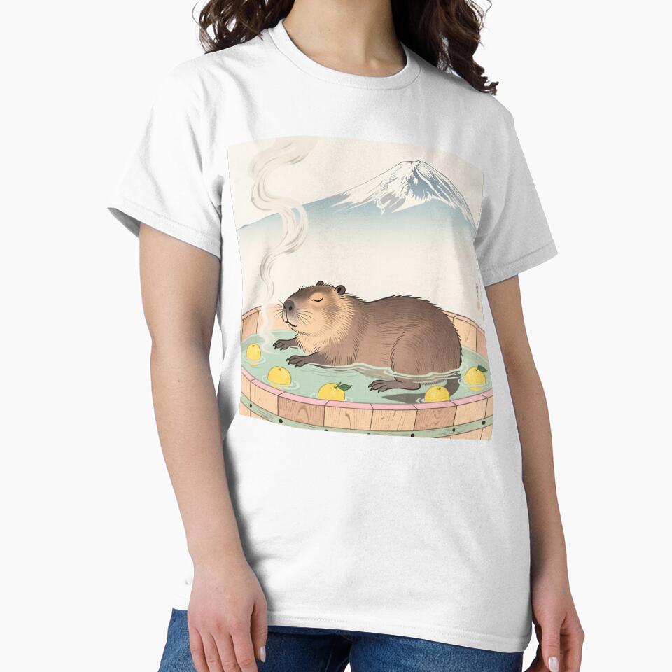 Capybara In Hot Spring Japanese Art by DreamLeafCo