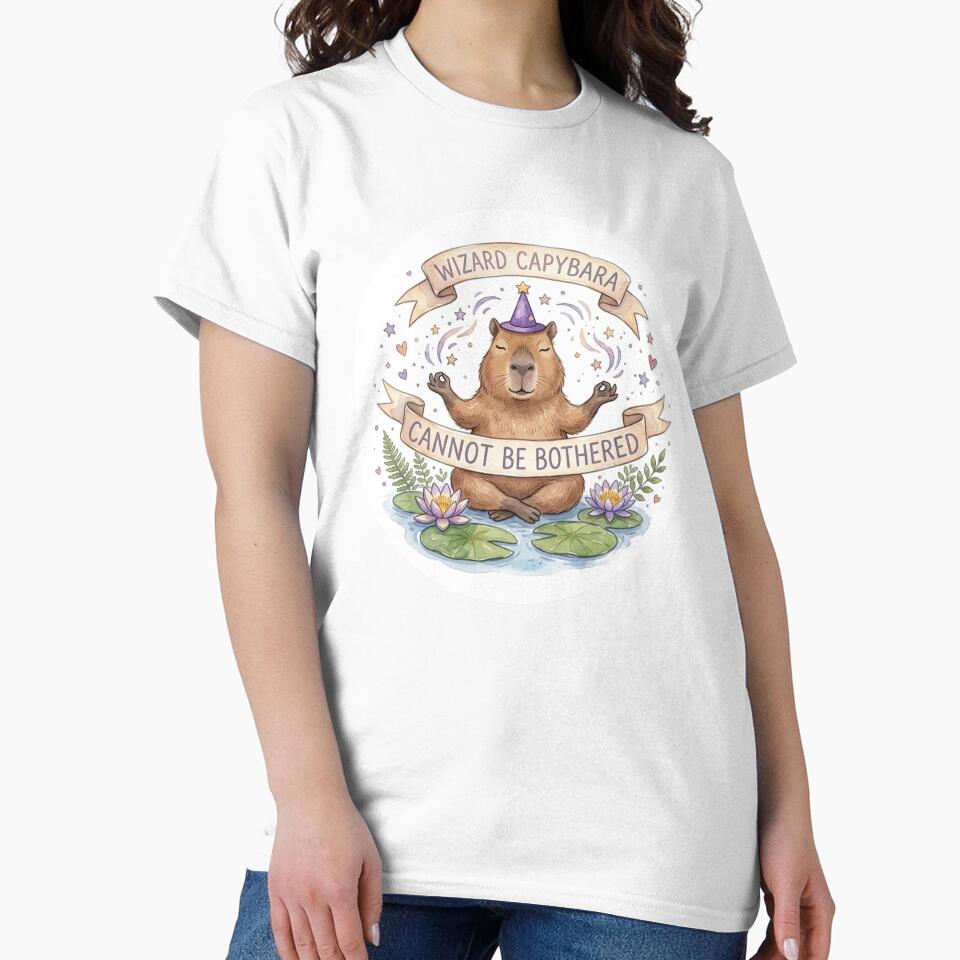 Wizard Capybara Cannot Be Bothered Funny Yoga Zen Chill by DreamyBrushArt
