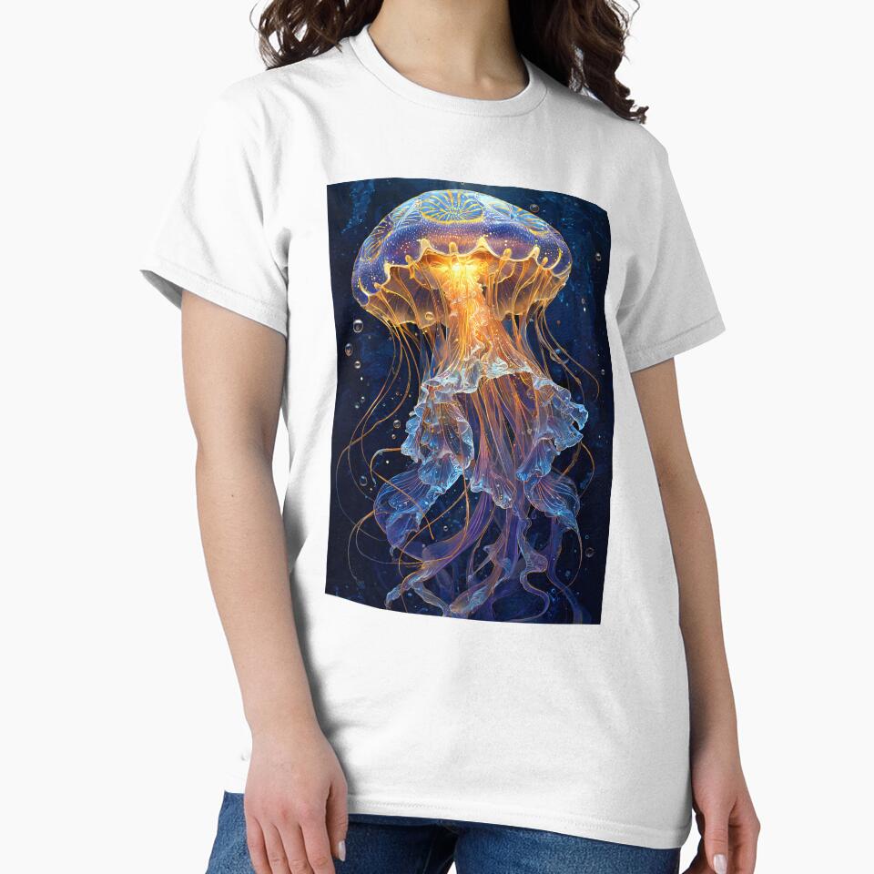 Glowing Jellyfish Bioluminescent Deep Sea Fantasy Art by JackrabbitPub