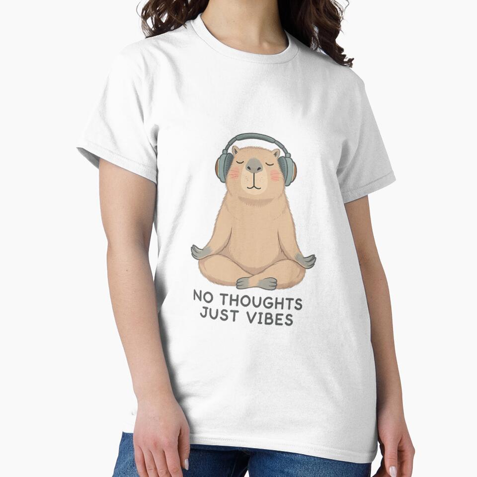 No Thoughts Just Vibes - Chill Capybara with Headphones by etuvibes