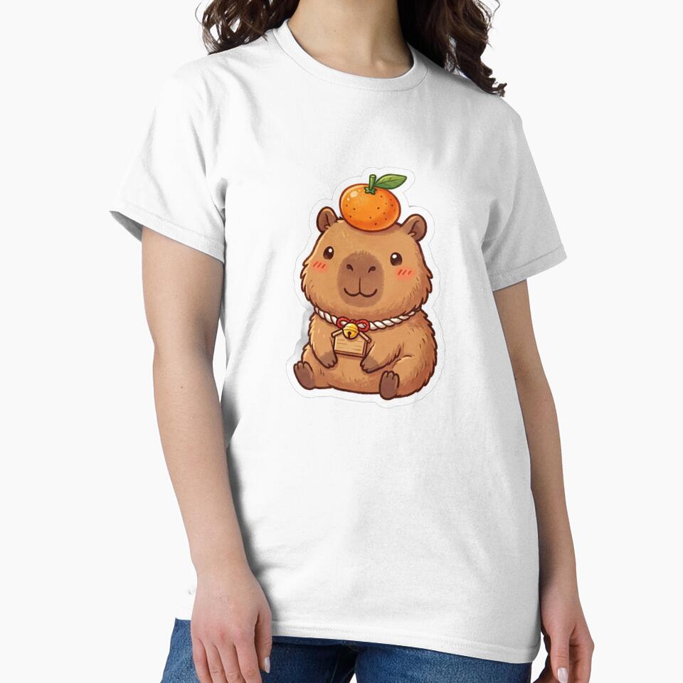 Cute Capybara with Orange Yuzu Japanese Kawaii by Arobinoz