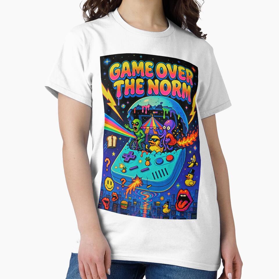 Game Over The Norm - Psychedelic Arcade Controller Chaos with Clown & Octopus by David Brookes Digital
