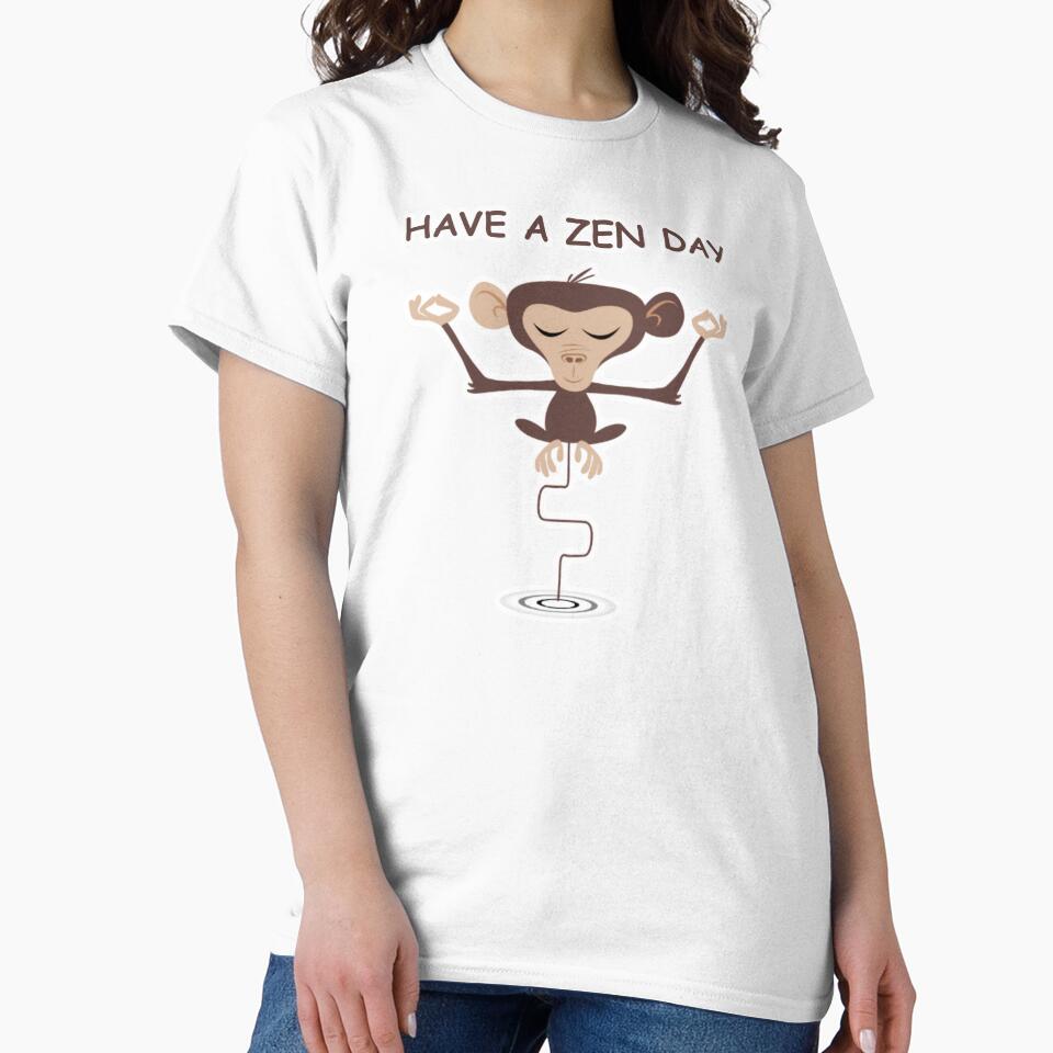 HAVE A ZEN DAY - meditating monkey - may peace be with you - BREATHE - relax meditate by originalsusie