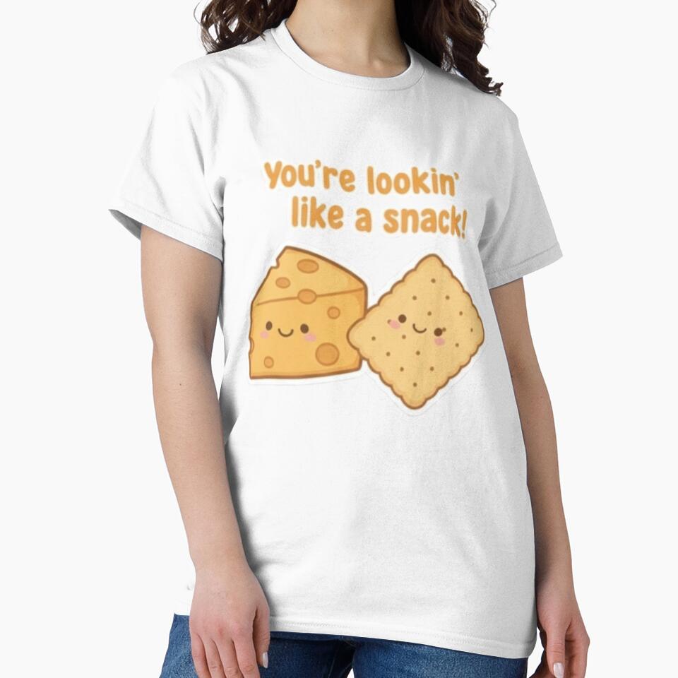 Kawaii Cheese and Cracker Valentine Sticker - You're Lookin' Like a Snack Pun by GroundUpCo