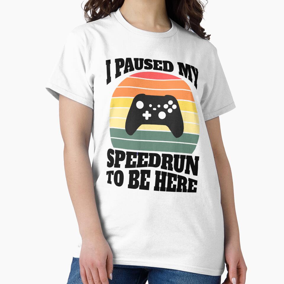 I Paused My Speedrun To Be Here – Retro Sunset Gamer Design by PHRASEandSTYLE
