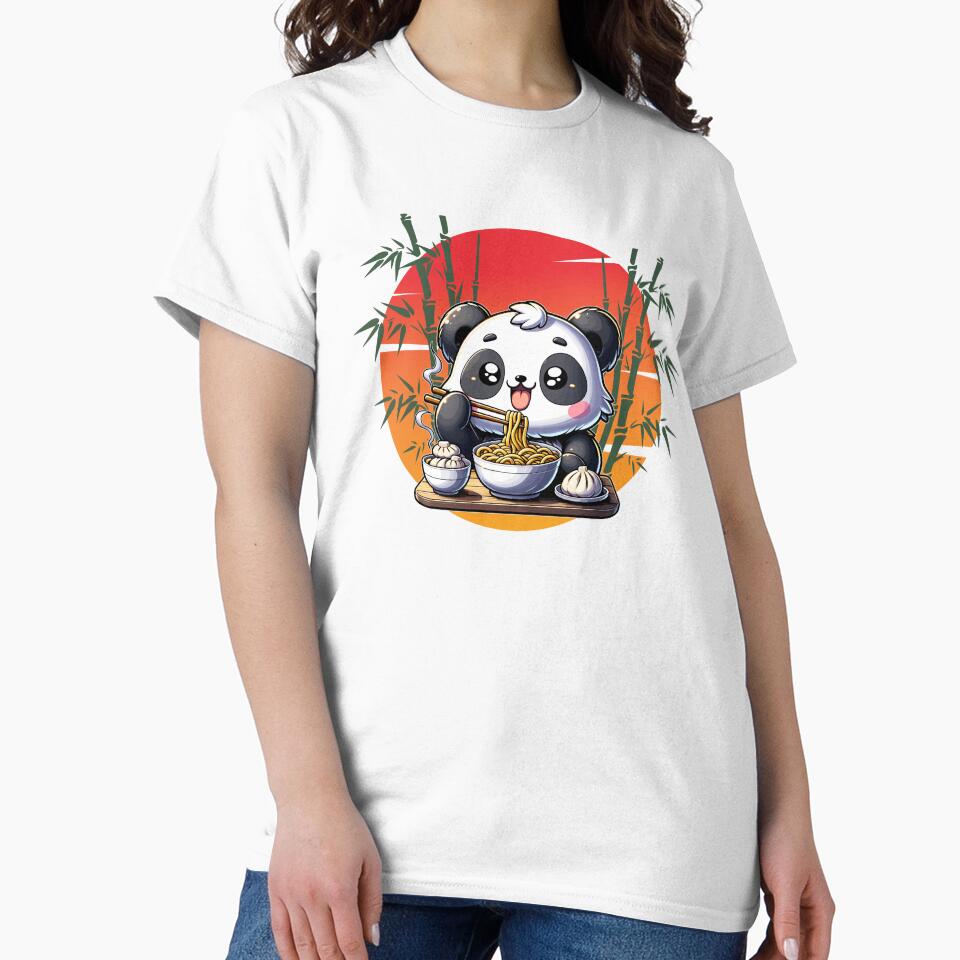 Panda Eating Noodles and Dumplings by ParenthoodPuns