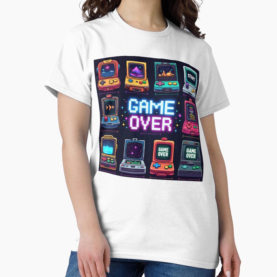 80s Retro Arcade Game Over Graphic - Vintage Gaming Design by GiftedExplorer