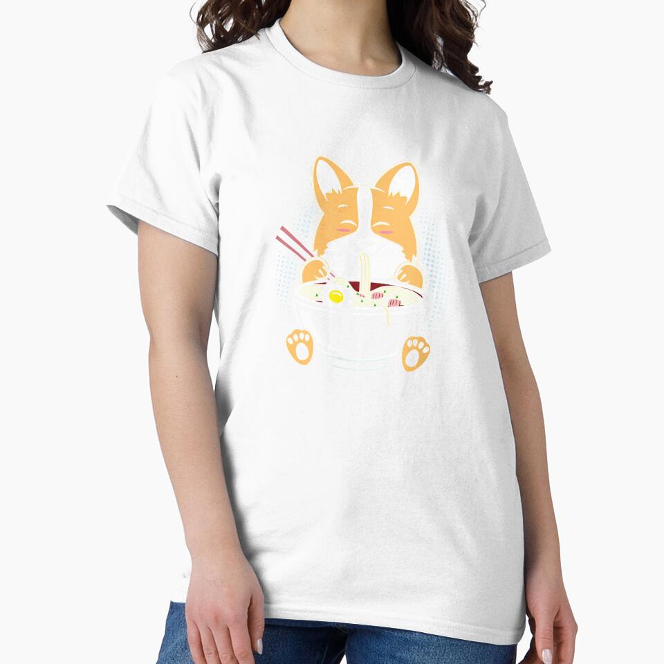 Corgi Eating Bowl of Ramen Pho Noodles Soup Kawaii Corgi-Dog by ChristoLewis