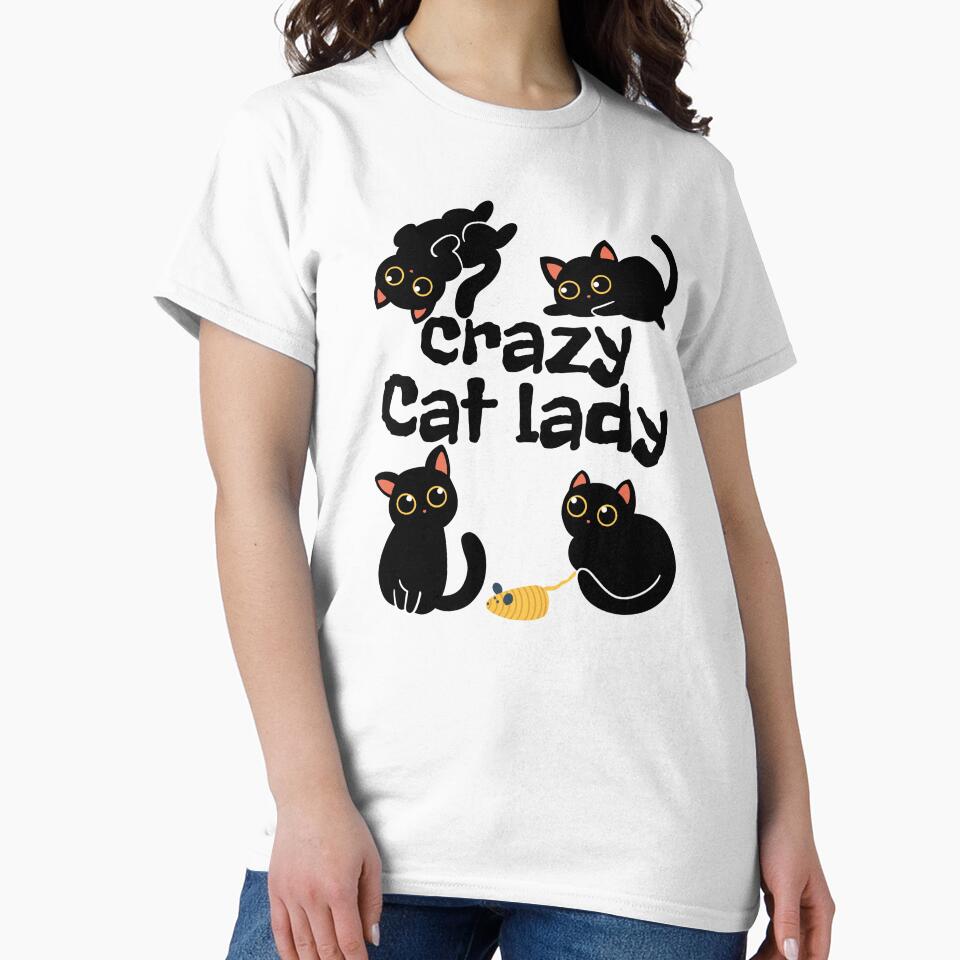 Crazy cat lady with black cats for cat moms by coloursforkids