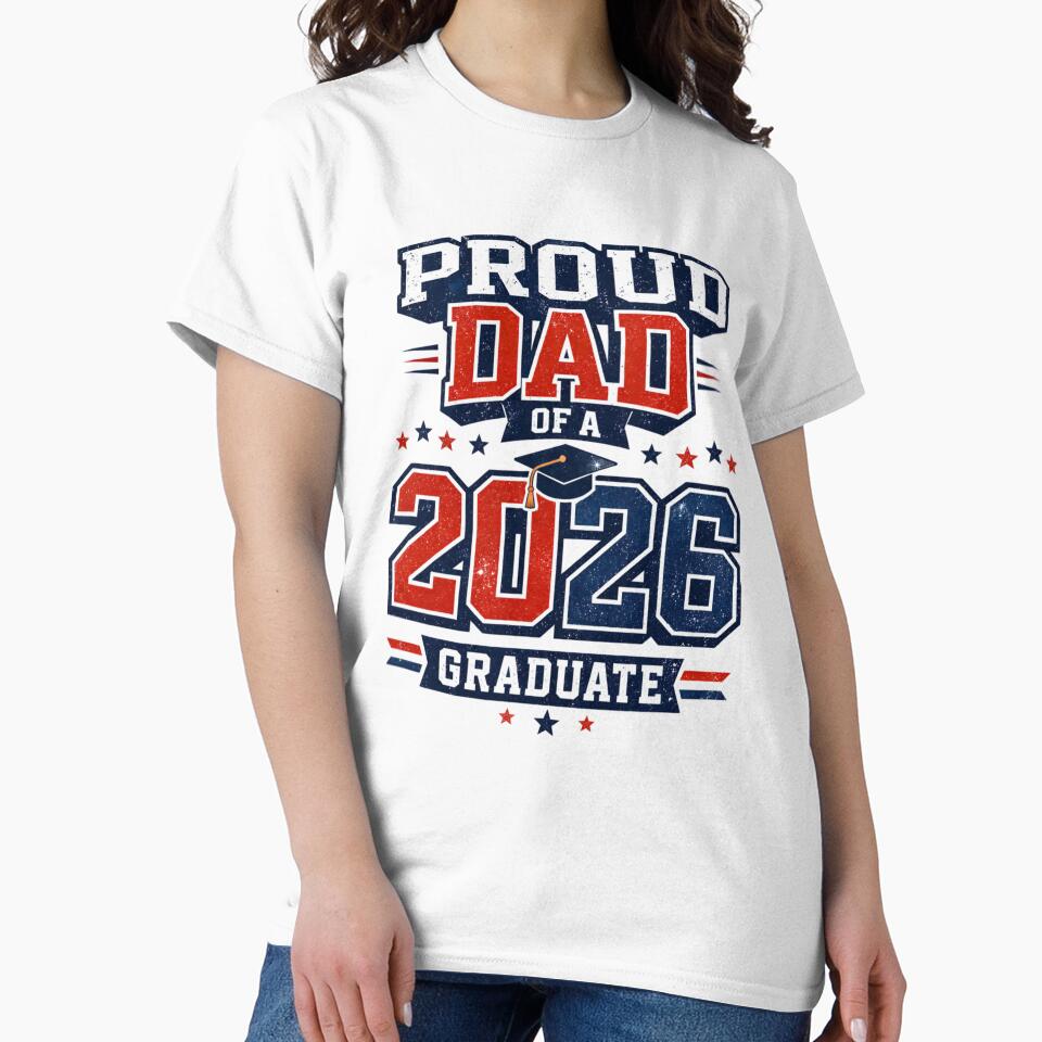 Proud Dad Class of 2026 Graduation Shirt – Varsity Style Design by EventDrop