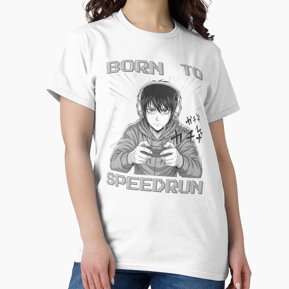 Anime Gamer Art – Born to Speedrun Gaming Illustration by PHRASEandSTYLE