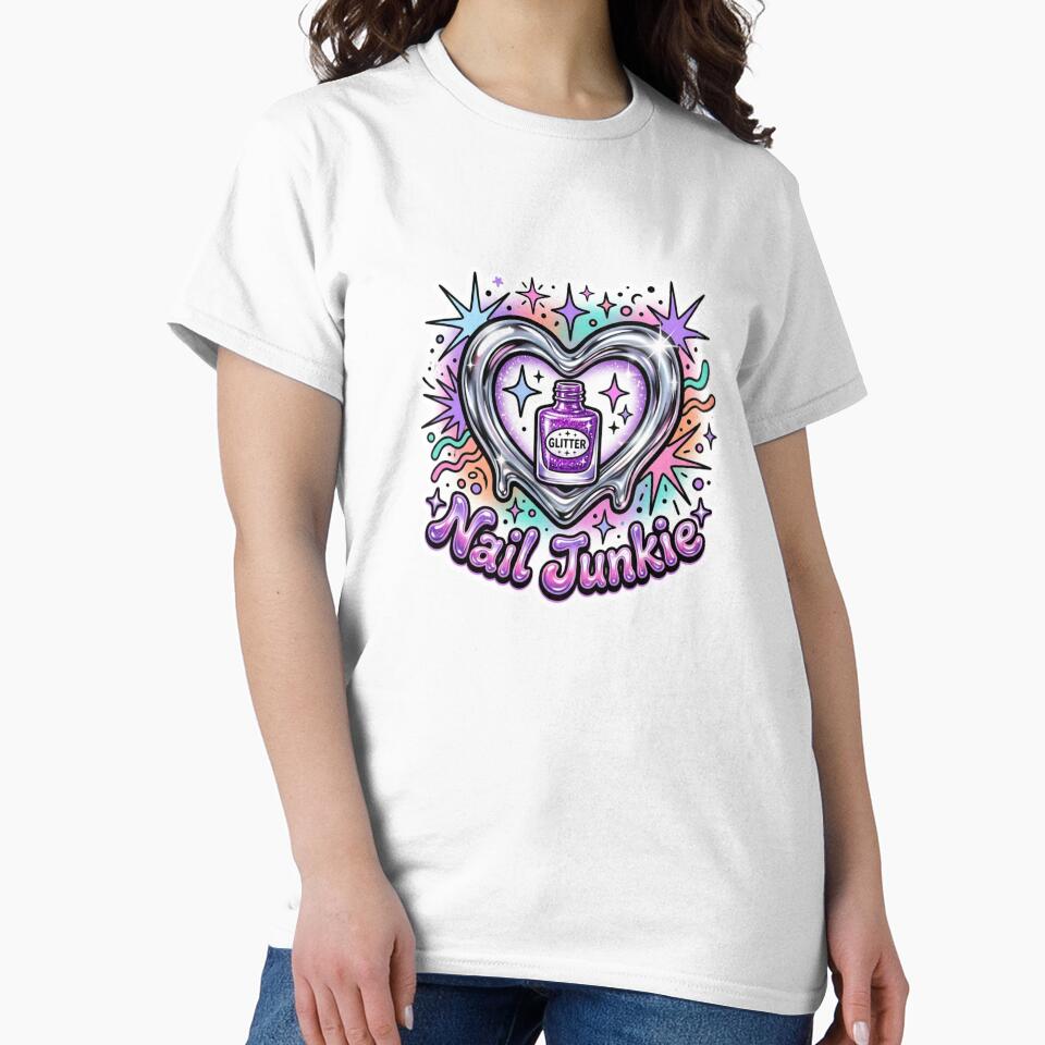Y2K Retro Chrome Heart Nail Junkie Sticker by DuckOddity