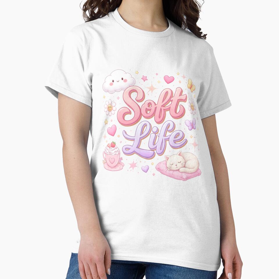 Soft Life Aesthetic Cute Pastel Quote | Cozy Self Care Kawaii Vibes Design by Sanika arts
