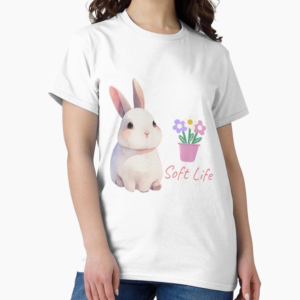 Soft Life Kawaii Bunny Floral Art by UUniqueIImprint