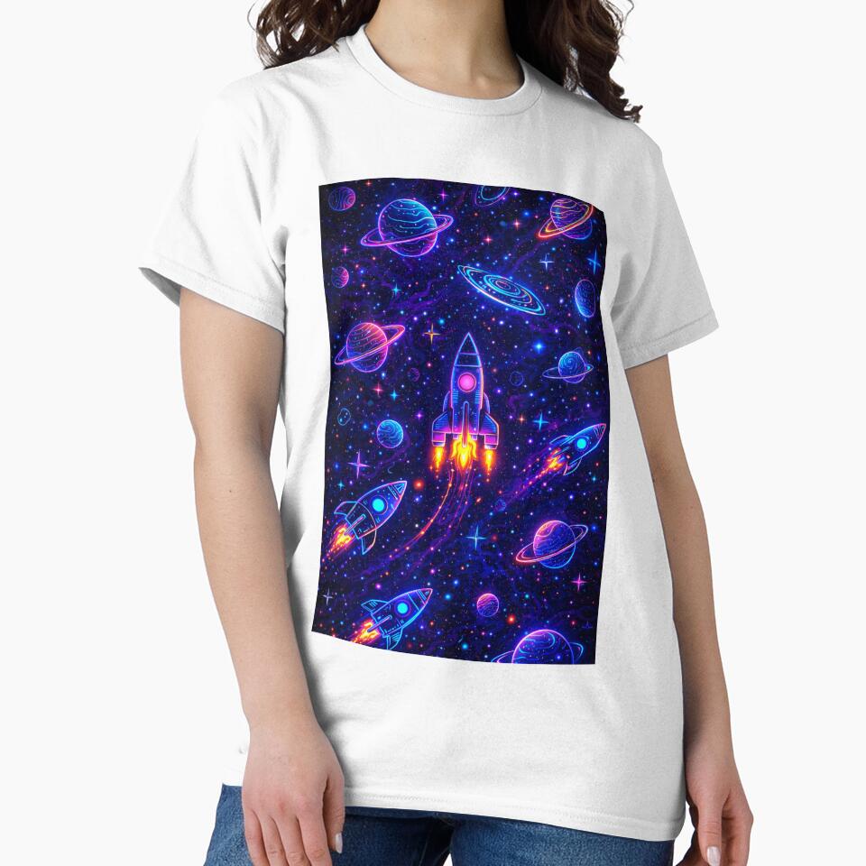 Neon Space Rocket Galaxy Wallpaper | Futuristic Cosmic Aesthetic Art by Expl0rer