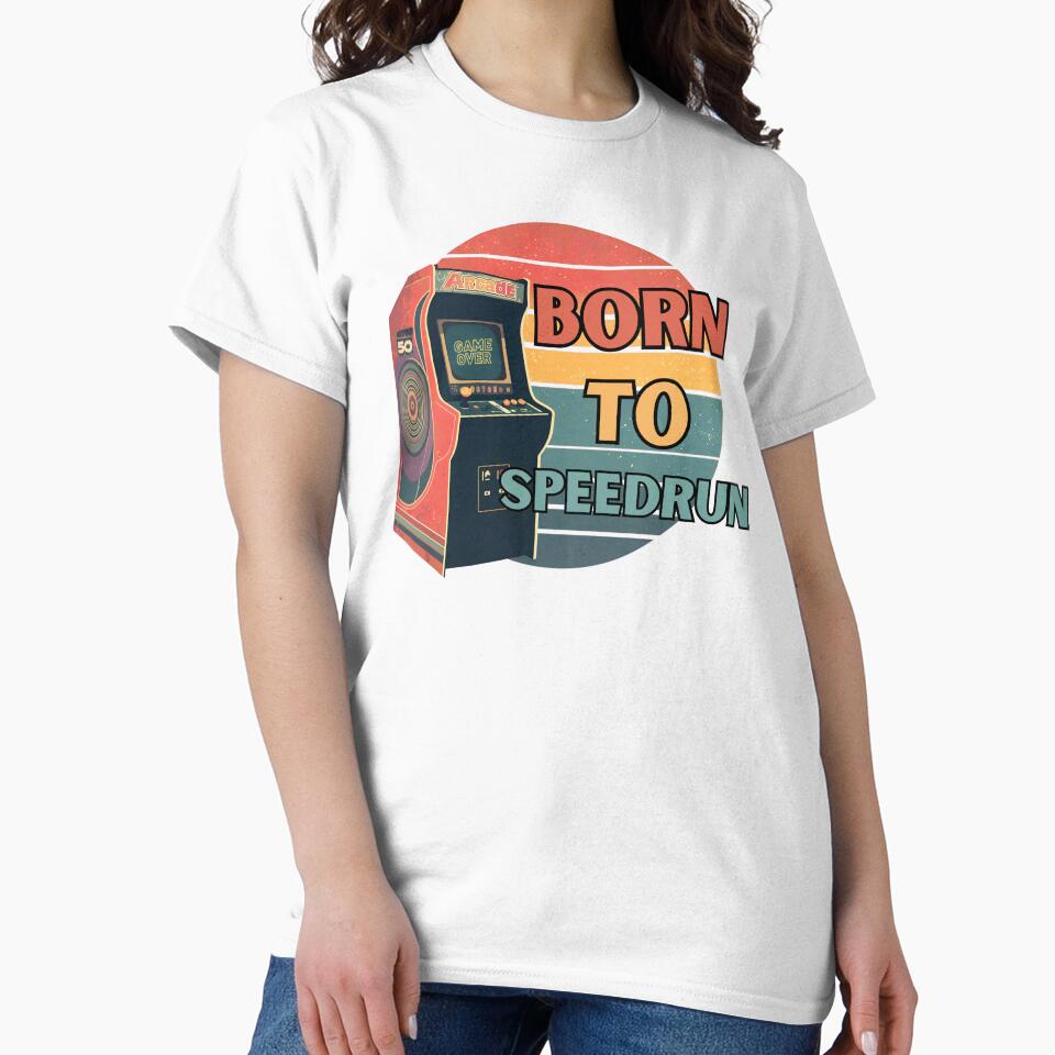 Born to Speedrun – Retro Arcade Machine Gamer Design by PHRASEandSTYLE