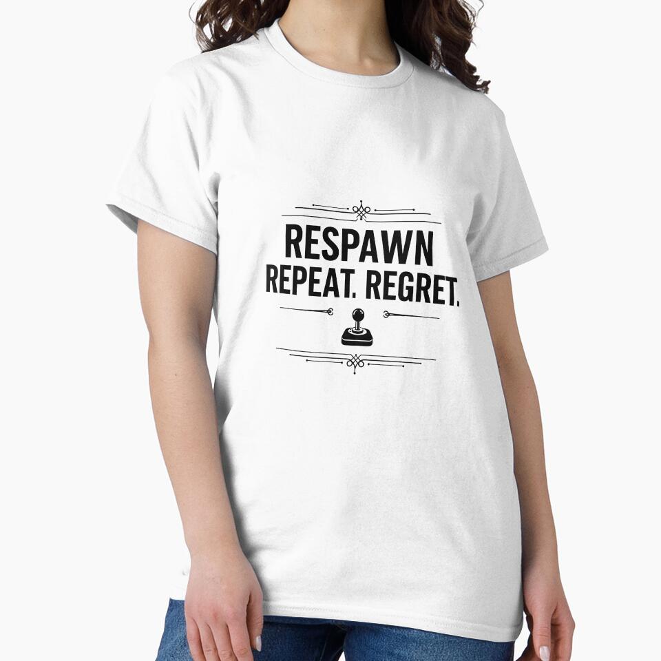 Respawn Repeat Regret – Retro Gamer Quote Arcade Gaming Design by Articooler