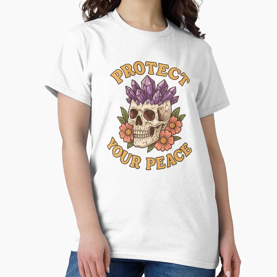 Protect Your Peace – Crystal Skull Design by Kaleidoscope Print