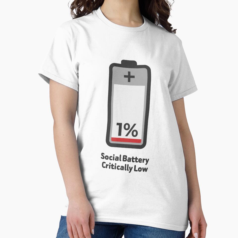 Funny Social Battery Critically Low 1% Battery Introvert Meme by PixelCatalyst
