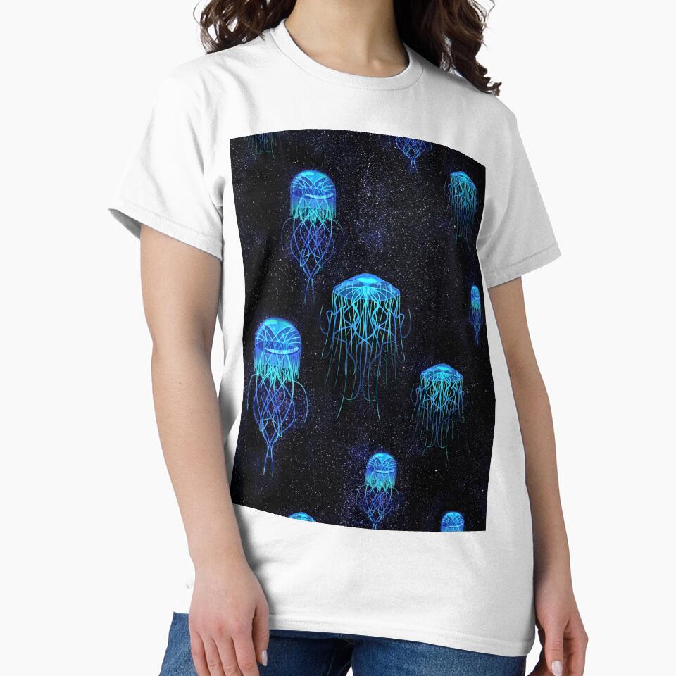 Glowing Jellyfish neon blue backpack by Nishad4