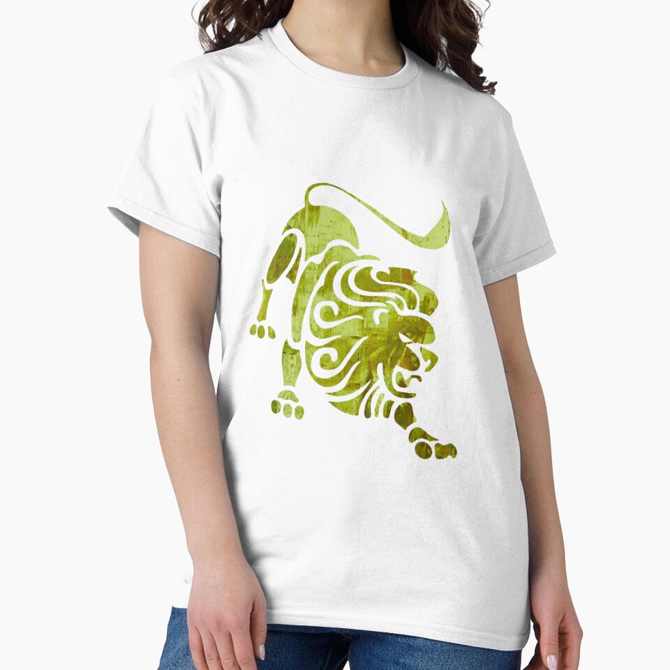 Leo Zodiac Symbol Silhouette Design With August Birthstone Peridot Background by TacoRose