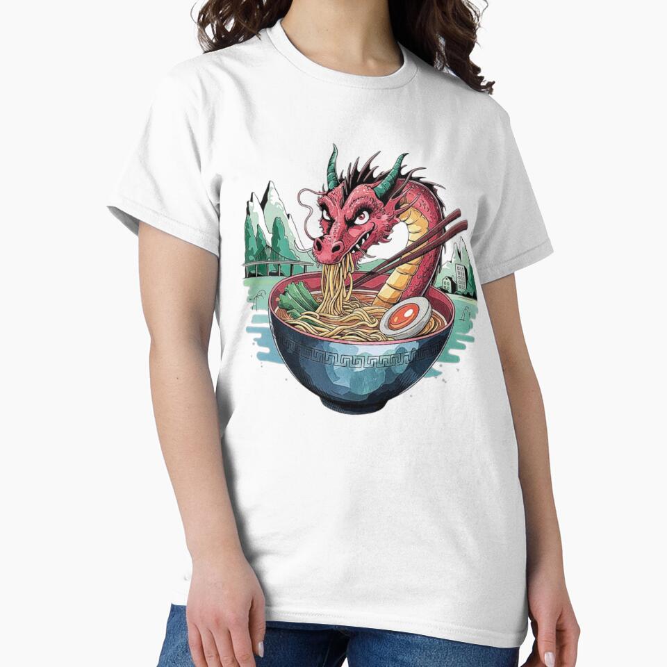 Dragon Ramen Bowl - Fantasy Noodle Lover Asian Food Art by love3617
