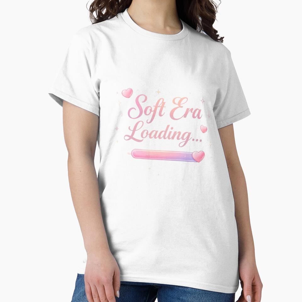 Soft Era Loading Aesthetic Quote Design | Cute Pastel Self Love Trend Sticker T-Shirt by Sanika arts