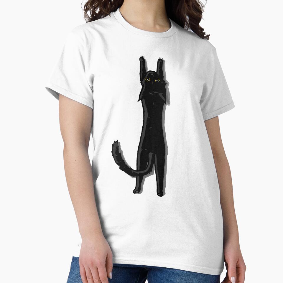 Black cat with gold eyes stretching by LawsonFabrics