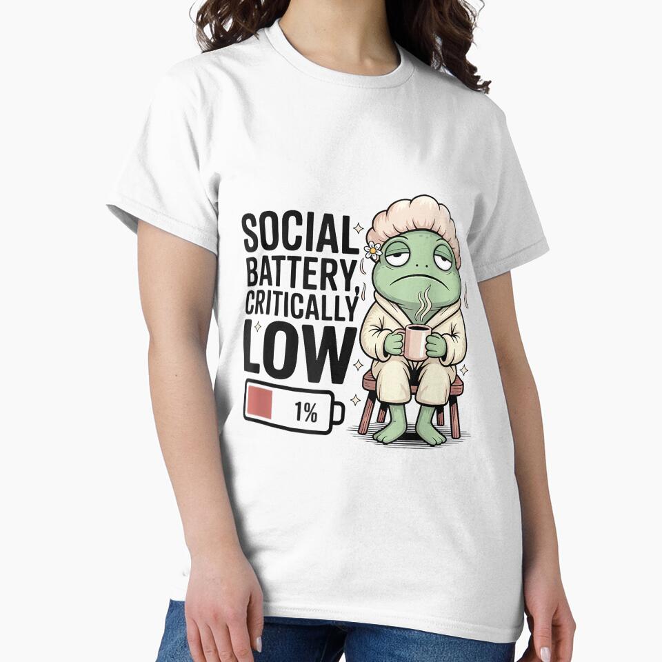 Funny Social Battery Critically Low Frog Introvert by JohnVBurks