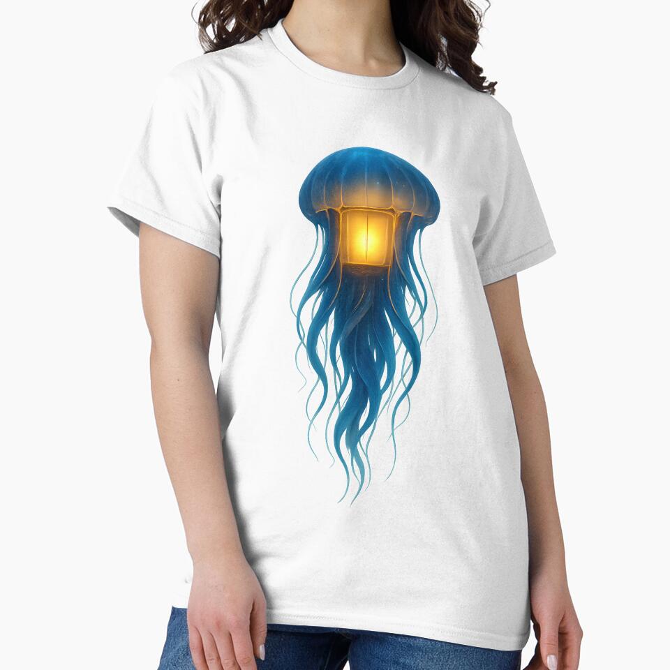 Astral Jellyfish Lantern – Glowing Deep Sea Creature Art by WolfPixelRo