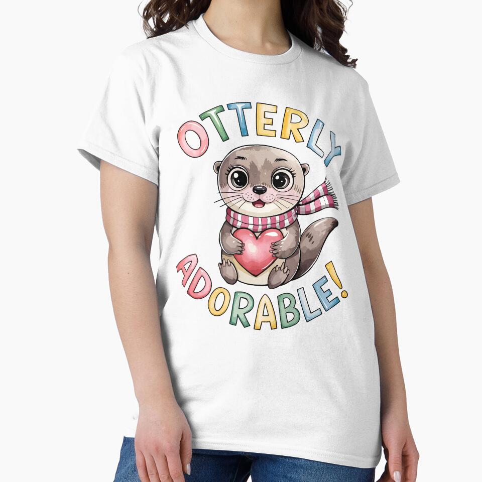 Otterly Adorable Watercolor Otter Holding Heart by WildlifeInc
