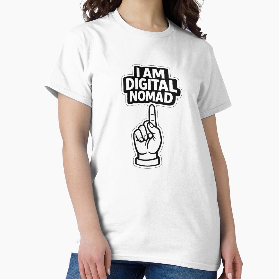 I am a digital nomad black and white sign by wallartofmio