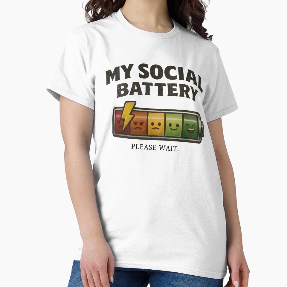 My Social Battery Funny Introvert Battery Meter Meme by  Existential