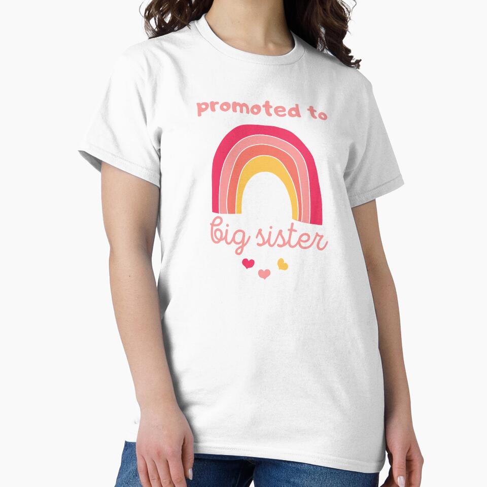 Promoted to big sister - Cute pink rainbow big sister design by Theleochick