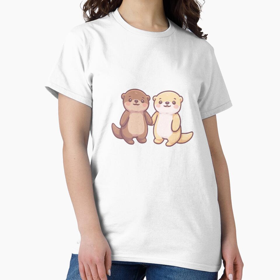 kawaii otters holding hands by CollieCreates