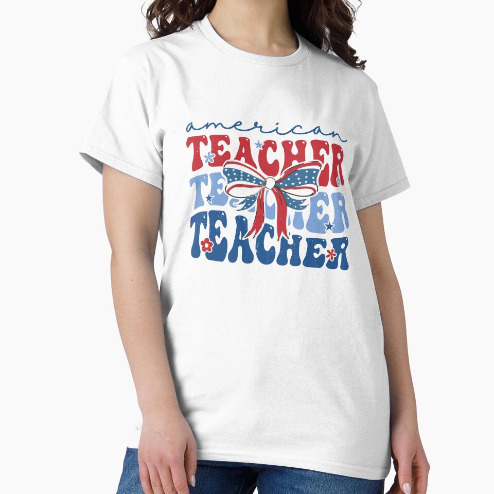 Patriotic American Teacher Appreciation Graphic Tee Design by Samuel-Rox