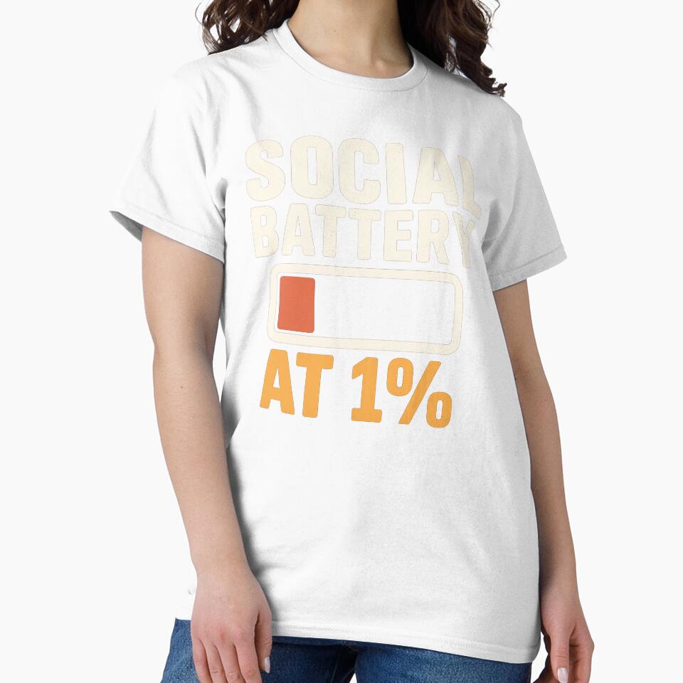 Social Battery at 1% – Introvert Low Energy Retro Internet Humor by Mad Factory Designs