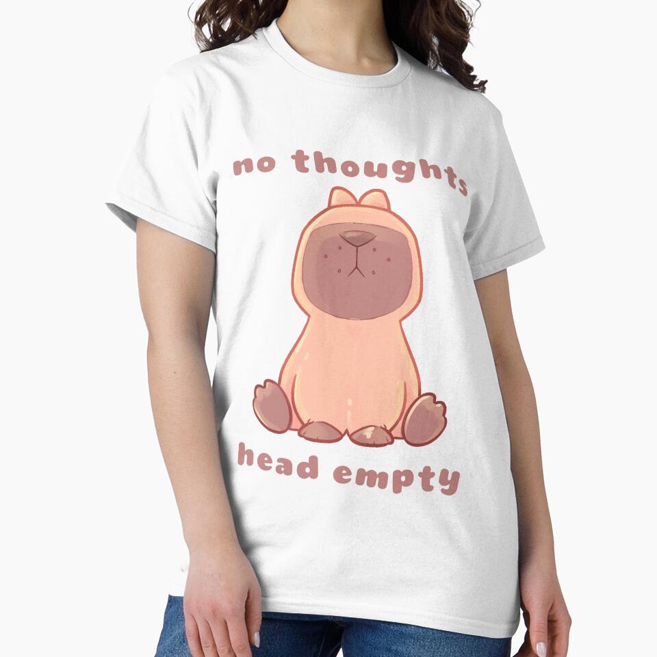 No Thoughts Head Empty - Capybara Illustration by evybenita