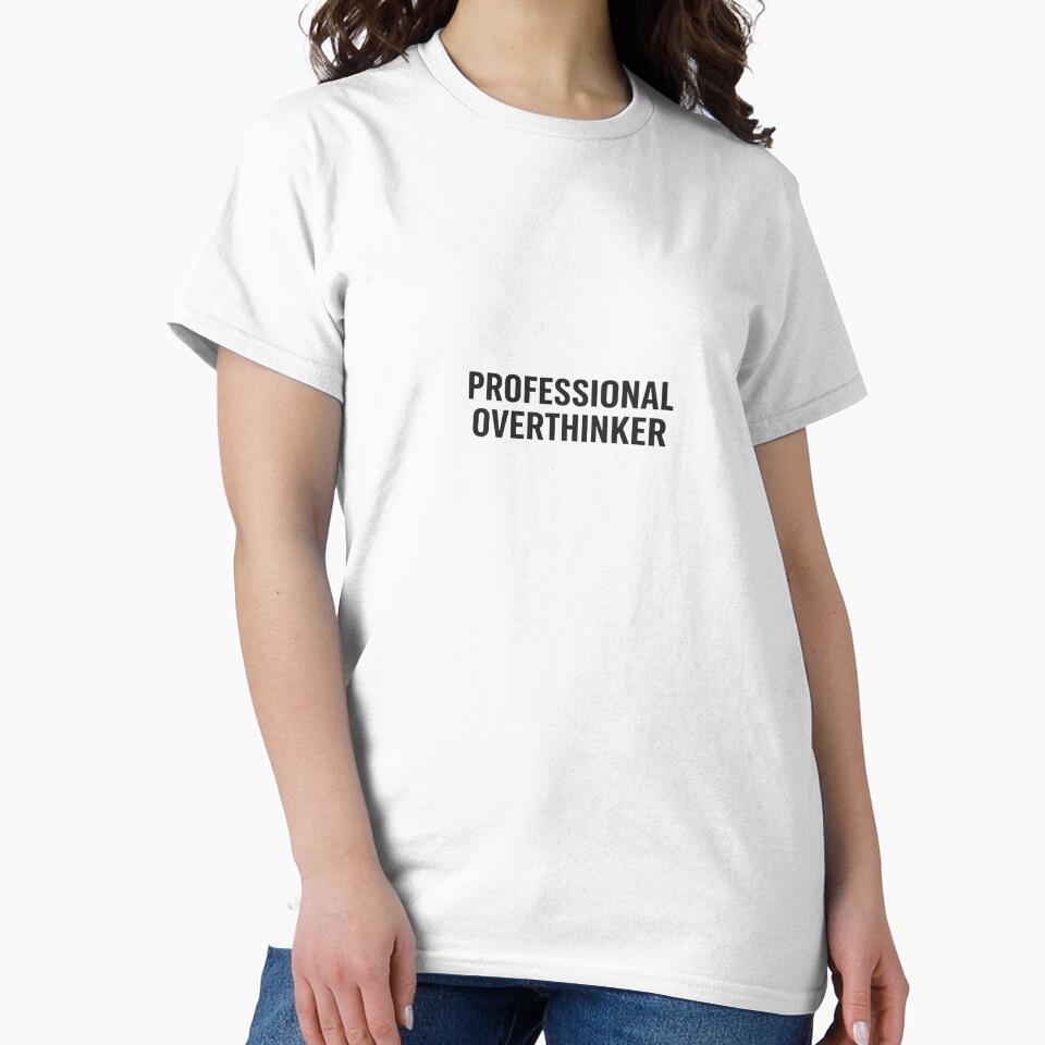 Professional Overthinker  Funny Sticker – Minimal Introvert Quote Aesthetic Design Black Version by MinimalMood Studio