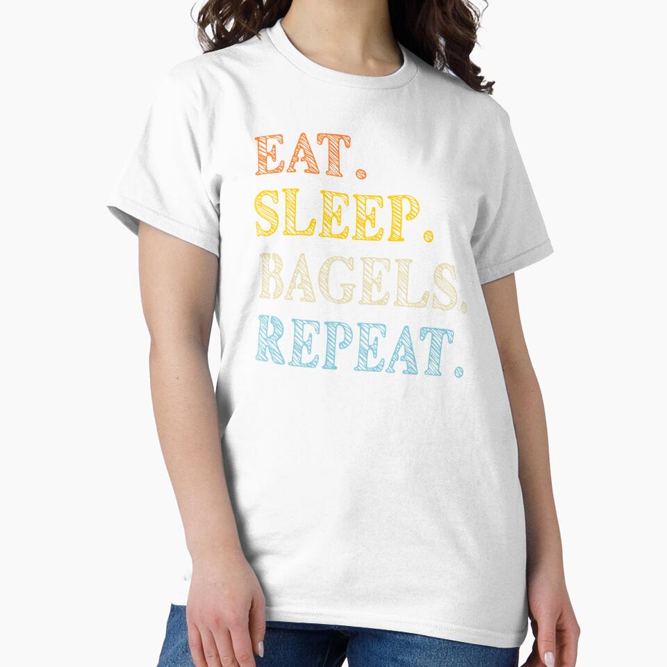 Eat Sleep Bagels Repeat Retro Text by artfulnotebook