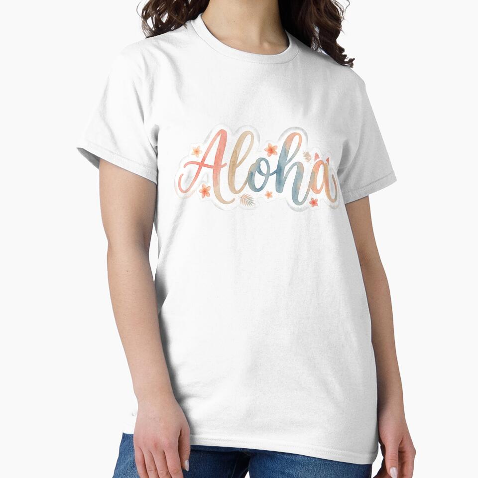 Aloha Cat Sticker ｜Dreamy Hawaiian Watercolor Typography by LaniDigitalNook