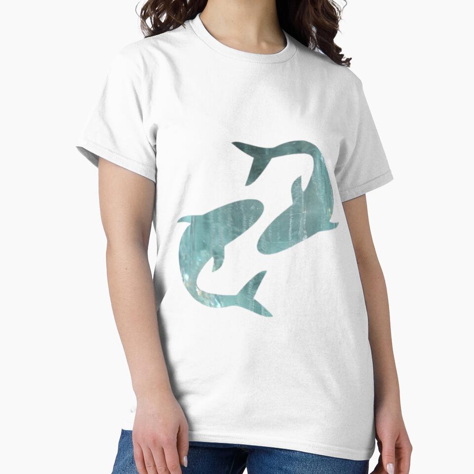Pisces Zodiac Symbol Silhouette Design With March Birthstone Aquamarine Background by TacoRose