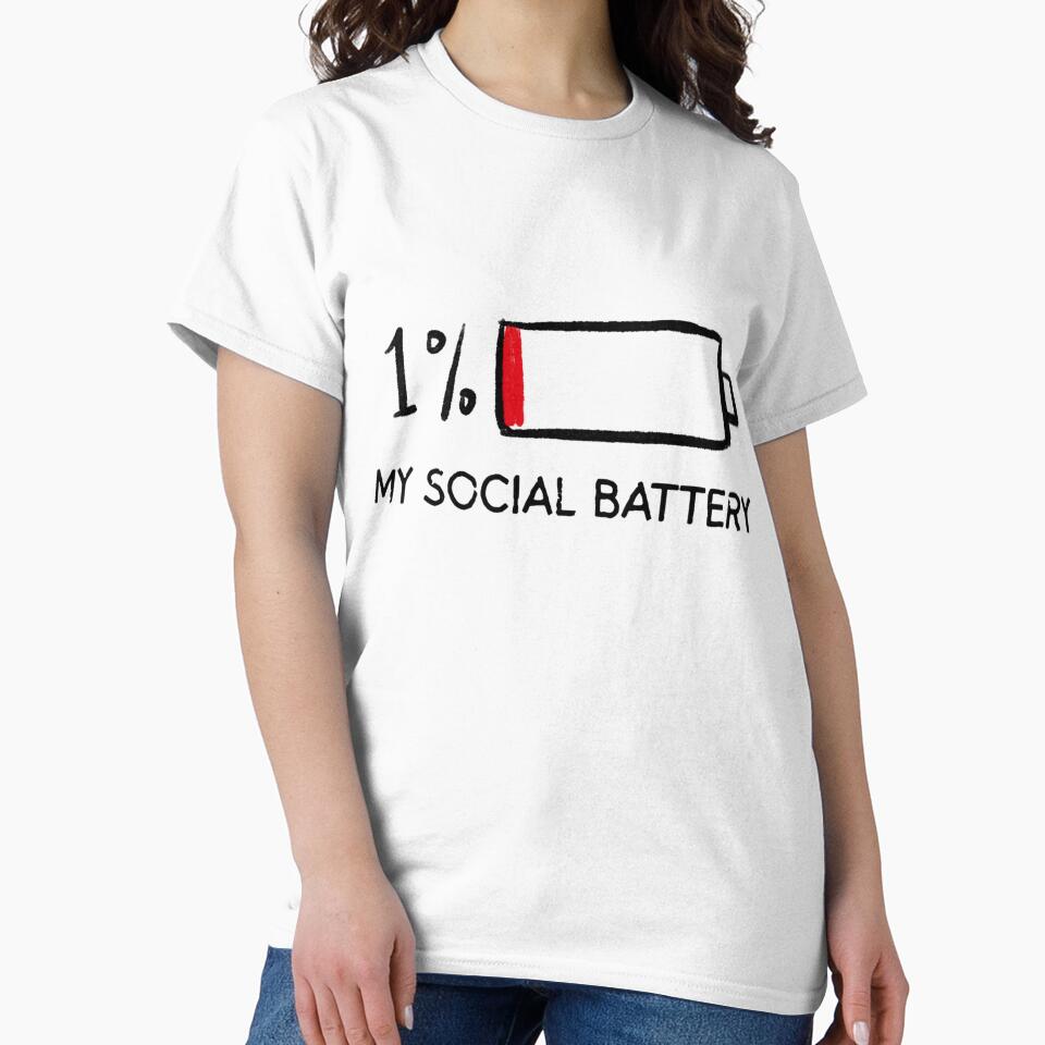 Funny Introvert, Social Battery Low Pullover Hoodie by kevincuellar