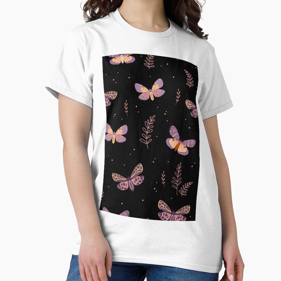 Whimsical Celestial Night Moth Butterfly Seamless Pattern by THE RILONA