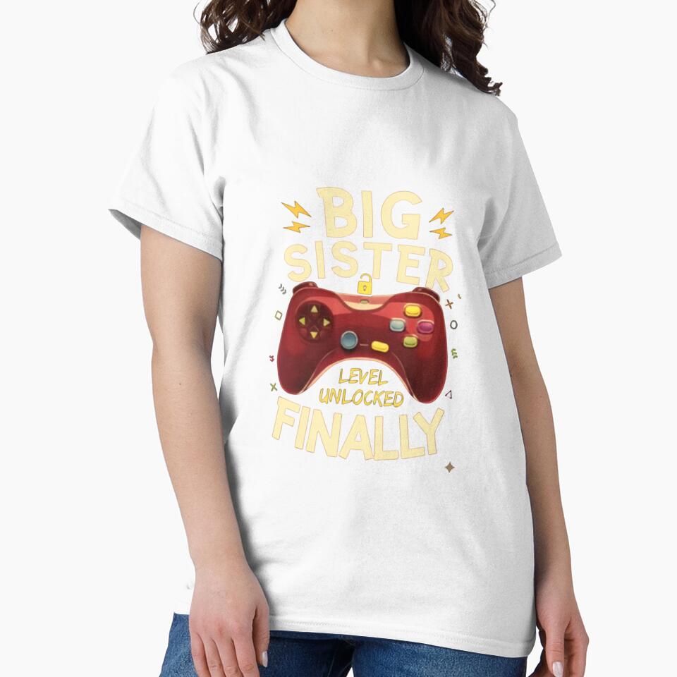Big Sister Level Unlocked Finally — Cute Gamer Controller Typography by Colorful-Garden