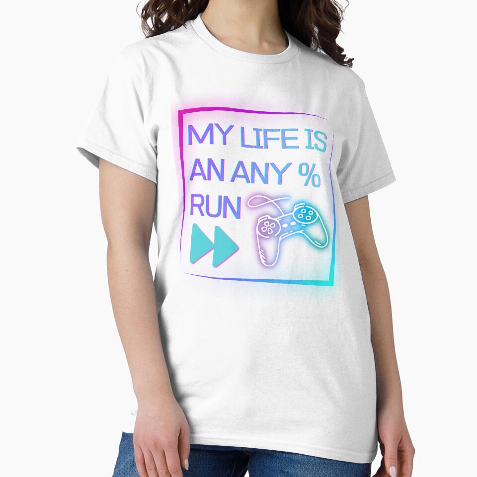 My Life Is an Any% Run – Neon Gamer Controller Speedrun Design by PHRASEandSTYLE