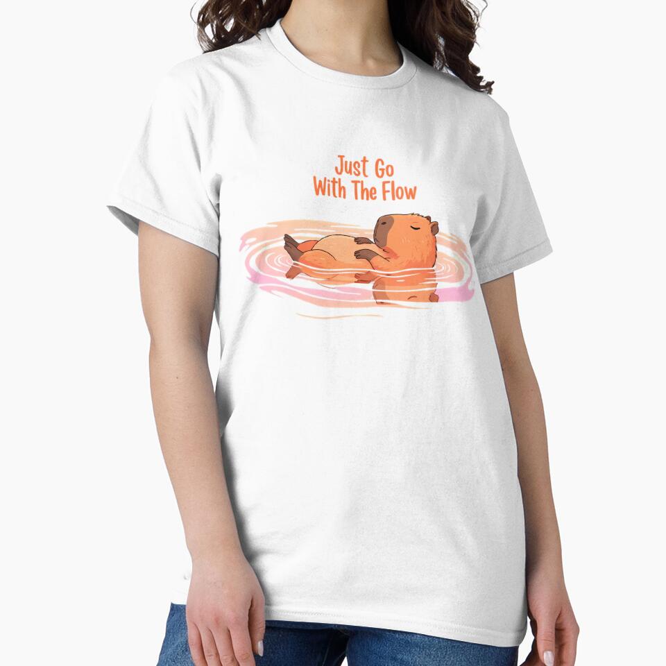 Just Go With The Flow Capybara - Floating Zen Animal by FreshPrintCo
