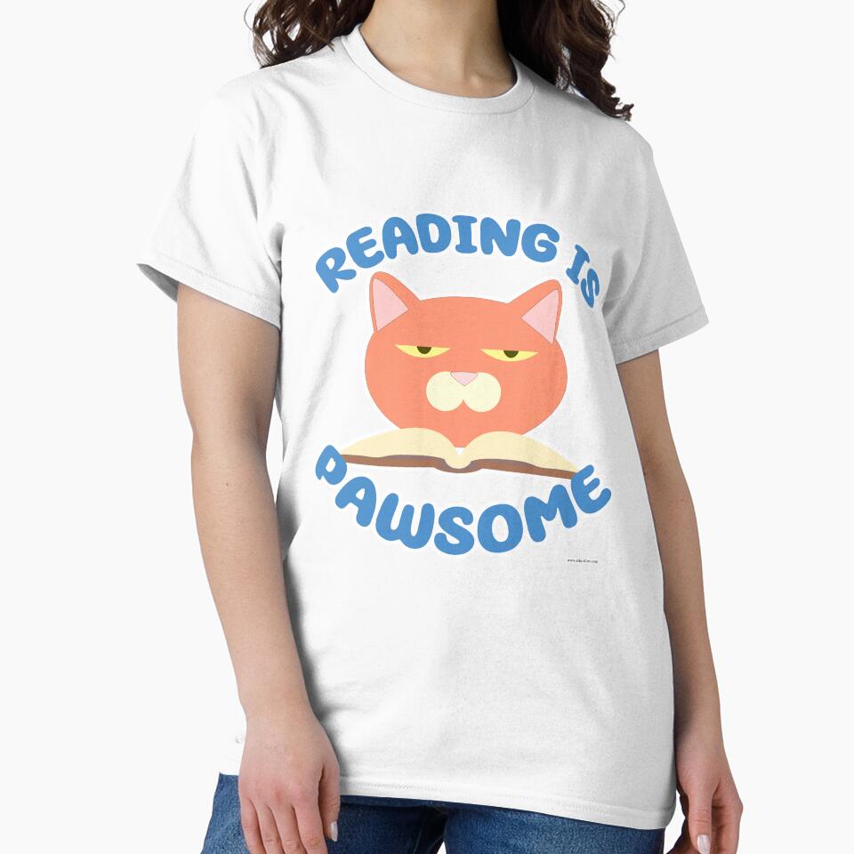 Reading is Pawsome Funny Bookworm Cat by mytshirtfort